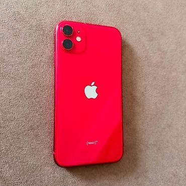 IPhone 11, Б/у, 128 ГБ, Красный, Защитное стекло, 72 %