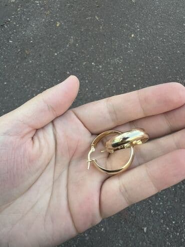 серьги из золота 375 пробы: Серьги-конго из жёлтого золота - Форма: классические круглые кольца - — 1