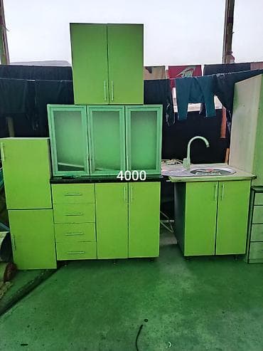 кухонный гарнитур фото и цены: Кухонный гарнитур, Б/у, цвет - Зеленый, МДФ, Самовывоз — 1