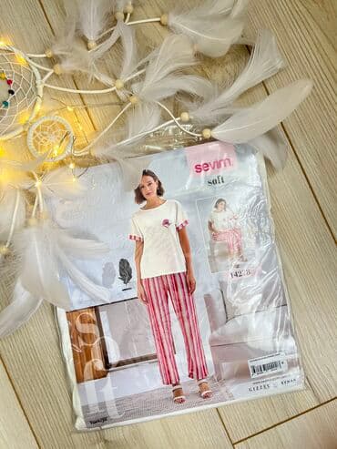 белая ночная сорочка: Домашний костюм, Хлопок, Турция — 1