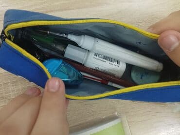 флипчарты магнитно маркерная пробковая двусторонние: Пенал с наполнением - Материал: плотная ткань (синий корпус) — 1