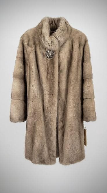 мех воротник: Шуба, Норка, По колено — 1
