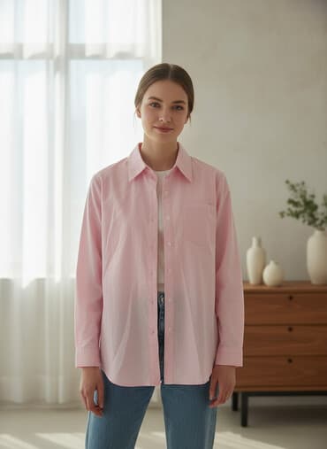 пахта шым: Розовая классическая рубашка размер S — 1