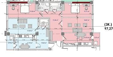 elegance stroy: 3 комнаты, 97 м² — 1