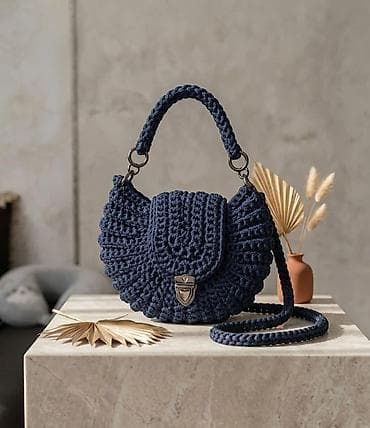 Классическая сумка, Материал: Полиэстер, Вязаная модель, Женские