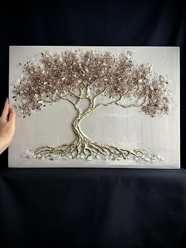 Декор жана интерьер: Объёмная картина «Дерево Изобилия » в технике resin art. - Основа — 3