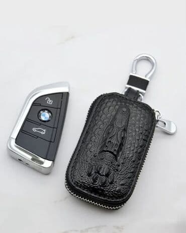 барсетка мужская кожаная ручной работы: Ключница, цвет - Черный, Новый, Унисекс — 8