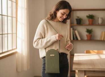 бижутерия ручной работы: Сумка-чехол на шнуре, ручная работа. - Форм‑фактор: вертикальный — 1