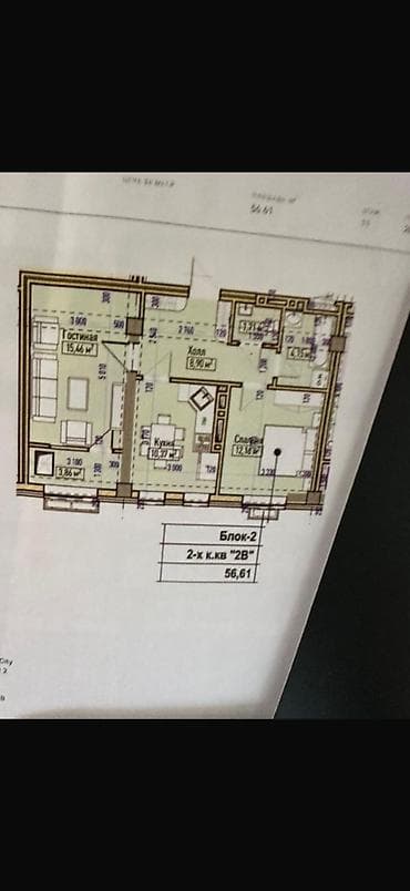 57: 2 комнаты, 55 м², Технопарк Элитка, 11 этаж, ПСО (под самоотделку) — 1