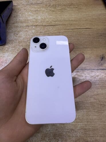 с микрофоном: IPhone 14, Б/у, 128 ГБ, Белый, 80 % — 1