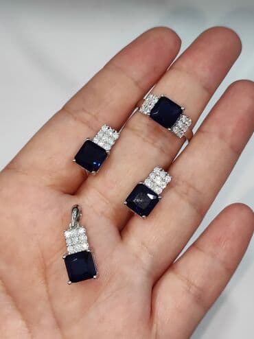 набор пандора: Серебряный Набор с камнями Сапфир Серебро 925 пробы Размеры имеются — 8