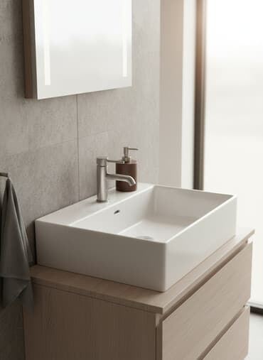 столешницы в ванную на заказ: Ванна үчүн раковина, Чарчы формасы, Материалы: Керамика — 1