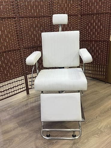 Маникюрные столы: Парикмахерское/барбер-кресло с наклоном спинки - Обивка: белая — 5