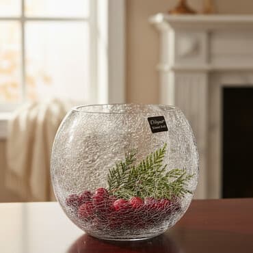 купить свечи для романтического вечера: Ваза шар стекло прозрачный с декором диаметр 20 см — 1