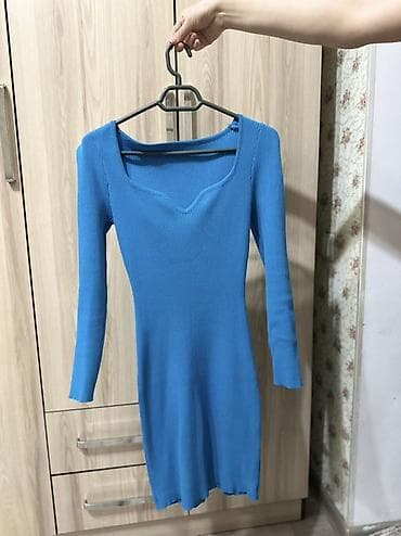 платье из атласа: Вечернее платье, Коктейльное, Короткая модель, Атлас, С рукавами, M, S — 5