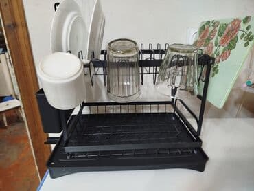 мебель бишкек столы и стулья фото цены: Металлическая сушилка для посуды чёрного цвета с поддоном для сбора — 1