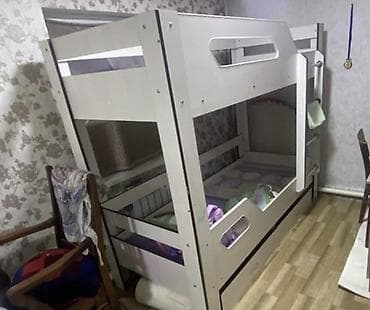 lego marvel: Двухъярусная детская кровать, Б/у, ЛДСП, цвет - Белый — 3