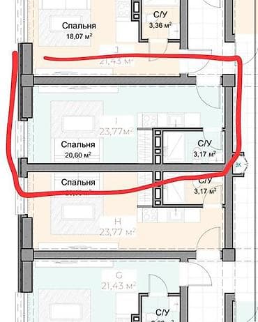 к акиева: 1 комната, 24 м², Элитка, 3 этаж, Готовая ПСО (под самоотделку) — 2