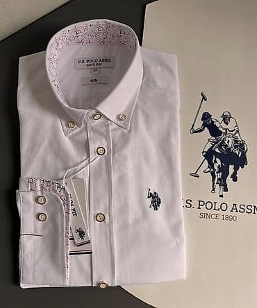 Мужская рубашка, S, Us Polo Assn, Б/у, цвет - Белый, Самовывоз