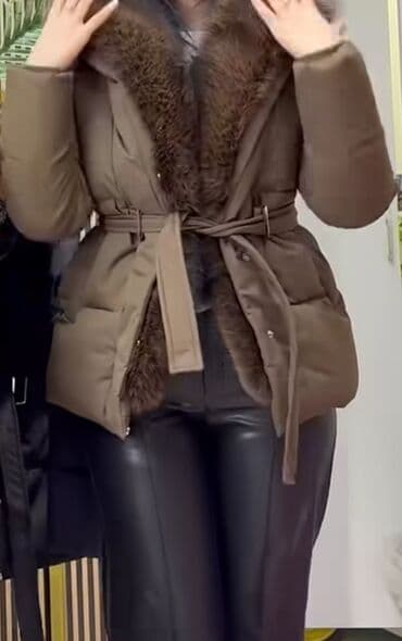 купить женский пуховик большого размера: Пуховик, Короткая модель, С поясом, L — 2