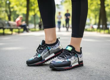 Модные женские кроссовки с принтом под змеиную кожу и декоративными