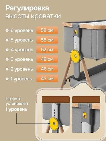 купить молокоотсос: Приставная кроватка люлька Ining на колесиках. Состояние новой — 3