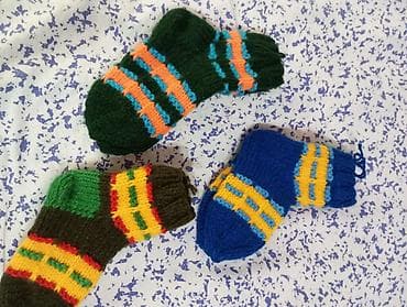 Вязаные детские носки ручной работы - Теплые носочки из пряжи средней