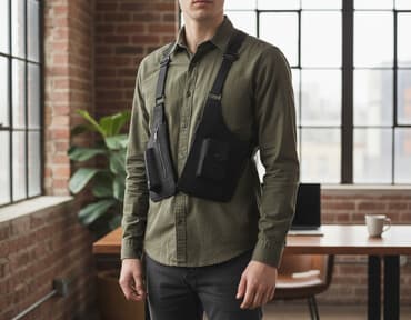 портфель рюкзак ранец: Слинг-рюкзак/нагрудная сумка с двойными карманами (жилетного типа) - — 1