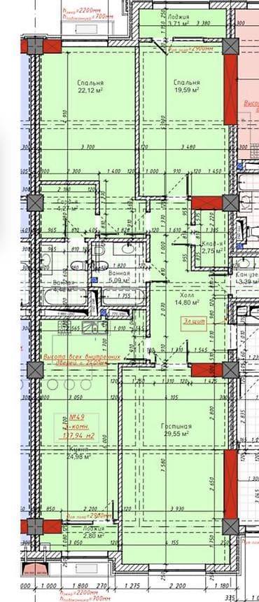 fred perry: 3 комнаты, 147 м², Элитка, 14 этаж, Готовая ПСО (под самоотделку) — 3