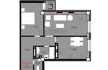 Продажа квартир: 2 комнаты, 79 м², Элитка, 9 этаж, ПСО (под самоотделку) — 4