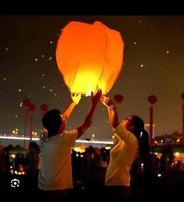 Майрамдык товарлар: Небесный фонарь (фонарик желаний) - Форма: сердце и классический — 2