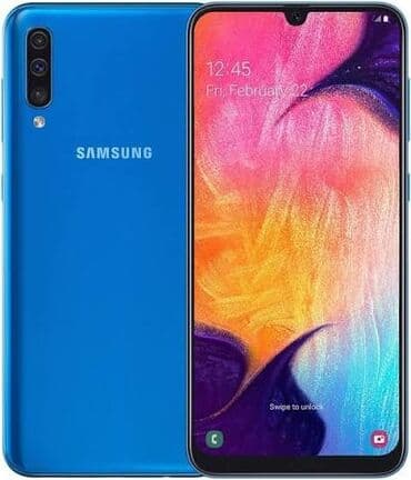 Samsung Galaxy A50, Б/у, 128 ГБ, цвет - Синий, 2 SIM