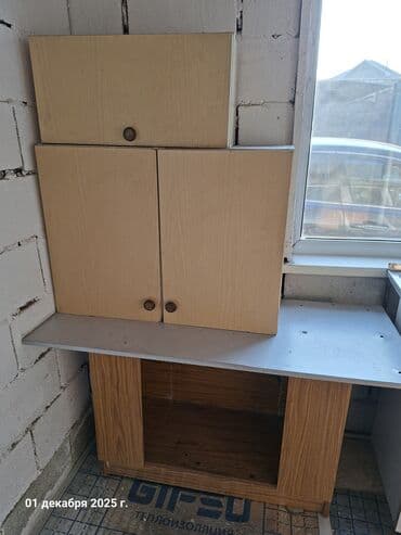 кухный шкаф: Кухонный гарнитур, Б/у, цвет - Бежевый, ДСП, Самовывоз — 1