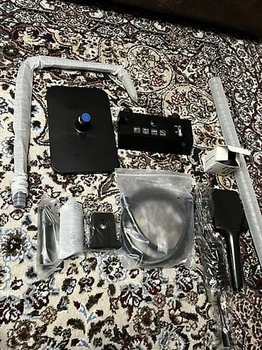 Смесители для ванны и душа: Душевая система с верхним и ручным душем, матовый черный - — 4