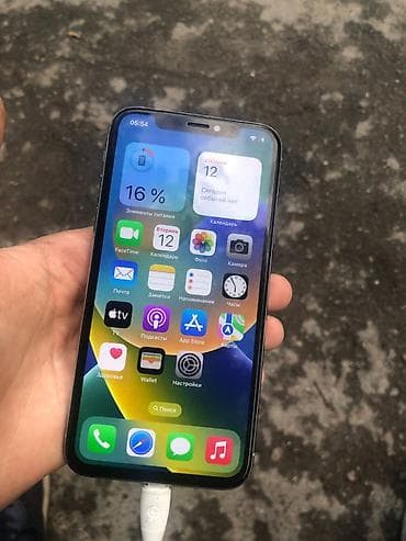 apple x: IPhone X, Б/у, 64 ГБ, Серебристый, Кабель, 70 % — 2