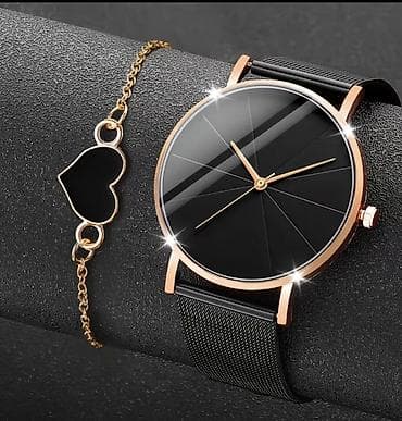 1. Подарочный комплект часов и браслета в черном цвете на выбор🥰 Идеи
