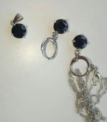 свадебные наборы ручной: Комплект из серебра 925 пр💫. серьги + цепочка с кулончиком. вставка — 7