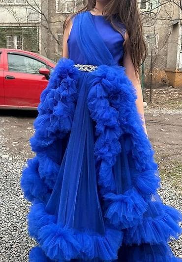 индийское сари: Детское платье, цвет - Синий — 1