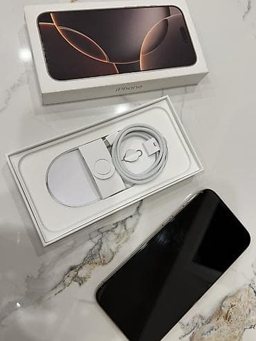 IPhone 16 Pro Max, Б/у, 512 ГБ, Desert Titanium, Защитное стекло, Чехол, Кабель, 90 %