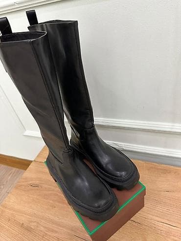 новая обувь: Сапоги, 35, Mango, Новый, цвет - Черный, Самовывоз — 1