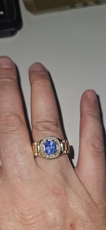 продаю чехлы: Кольцо, Печатка, Проба 585, Мужские, Сапфир, Ручная работа, Новый — 2