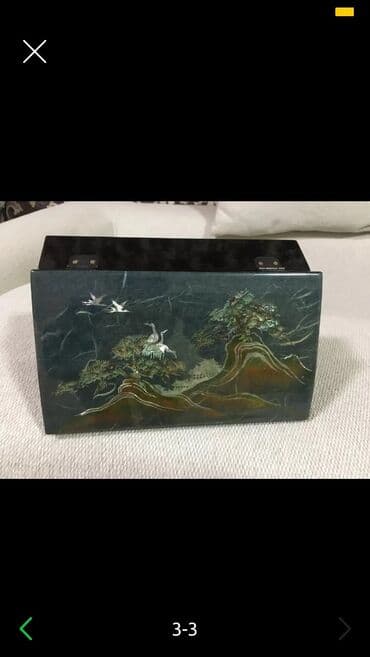 стол письменный б: Изящная шкатулка из натурального бамбука, переливающейся цвета морской — 2