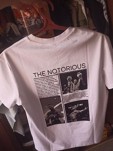 одежды для девочек: Белая унисекс футболка с принтом THE NOTORIOUS. продам купил размер не — 1