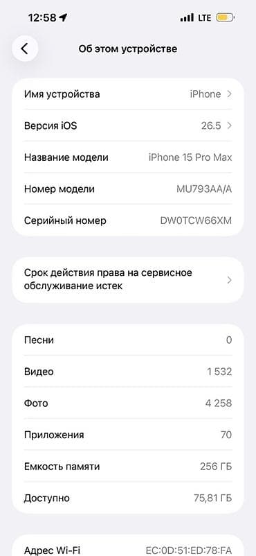 samsung charger: IPhone 15 Pro Max, 256 ГБ, White Titanium, 84 % — 2