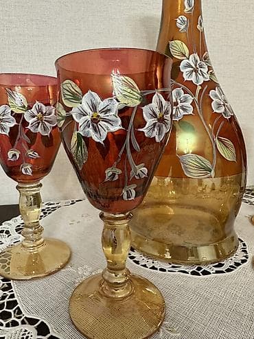 антикварная посуда: Антикварный набор производства Чехословакия, ручная роспись — 2