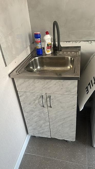 Офисная мебель: Тумба для кухни, С мойкой, Напольная, цвет - Серый — 2