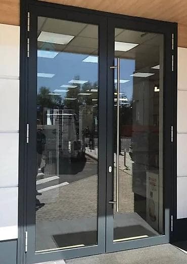 антрацит цвет окна: Двери для домов и квартир, Стеклянная, Двухстворчатая, C терморазрывом, цвет - Серый — 3