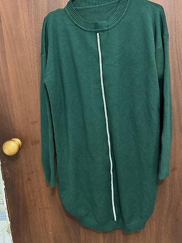 tom taylor: Платье-свитер трикотажное, зелёного цвета. - Свободный прямой крой — 3