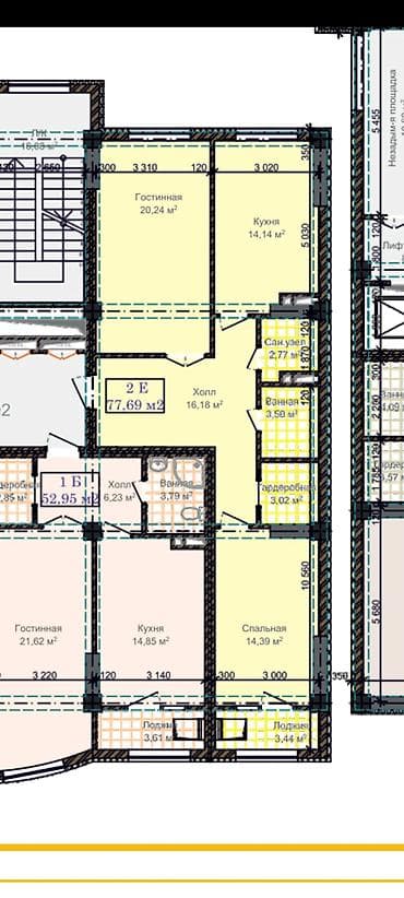 кварита: 2 комнаты, 77 м², Элитка — 3