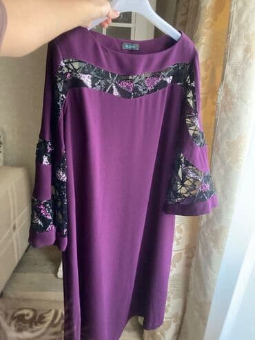 праздничные платья больших размеров: Вечернее платье, Коктейльное, Средняя модель, Креп, С рукавами, 3XL — 1